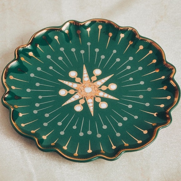 Set of 4 Green 24K Gold Plates Catherine Martin x Anthropologie * - Picture 1 of 9